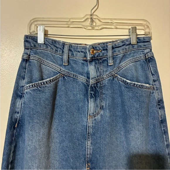 Free People We the Free Come as You Are Denim Maxi Skirt in Blue Sapphire Size 2 - Picture 8 of 13
